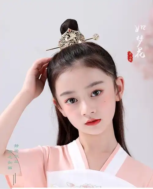 迪士尼旗舰官方店新品儿童发饰簪钗冠女童束发冠国潮女孩古风汉服头饰