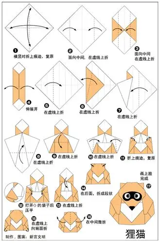 狸猫折纸图解与方法教程
