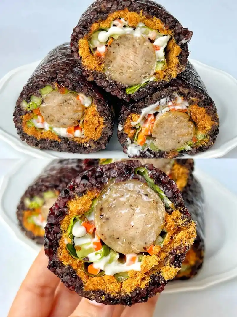 低脂紫米饭团,好吃不胖~简单快手!年后已瘦18斤,每天晚上靠 - 抖音