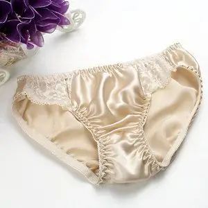 100%桑蚕丝真丝内裤女蚕丝低腰女士蕾丝边三角裤吸汗透气