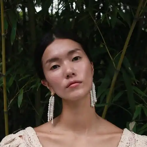 韩国augustharmony正品代购复古古珍珠串流苏长链耳环