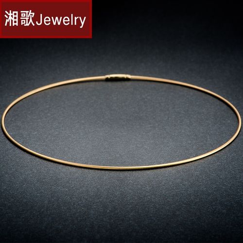 3mm粗18k黄金项圈女au750玫瑰金项圈吊坠搭配项链生日七夕礼物 18k白