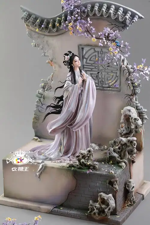 古风翻糖人偶蛋糕《盼君折枝》,高清唯美细节图
