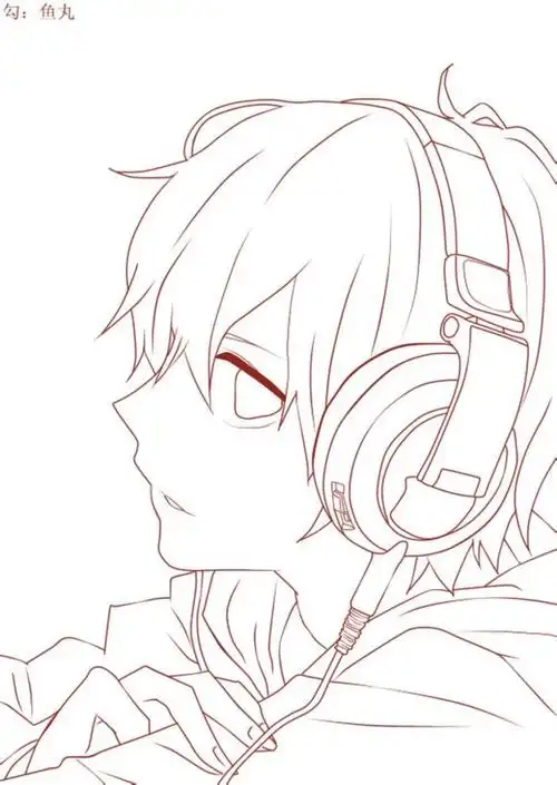 线稿动漫黑白素材插画