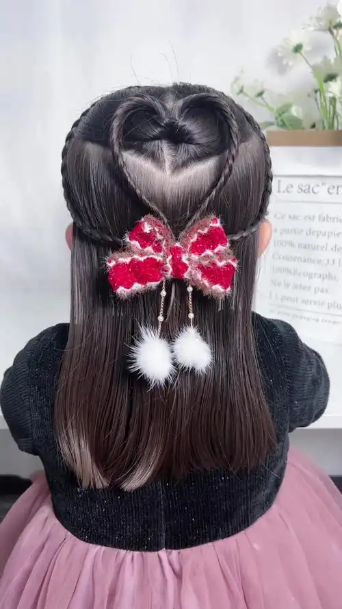 新年爱心披肩发,简单好看 儿童编发-度小视