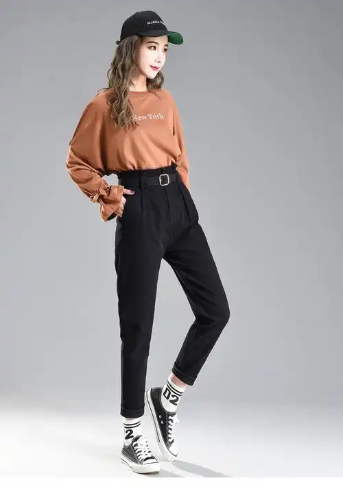 秋冬新款休闲裤哈伦裤女宽松长裤花苞腰韩版网红抖音学院风