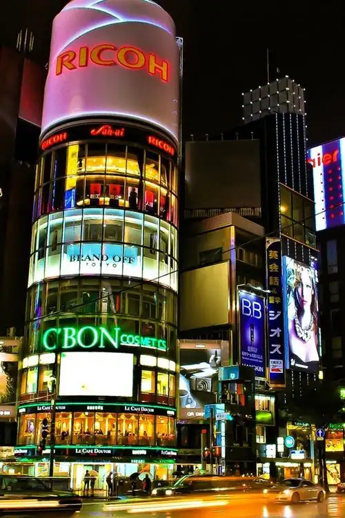 日本东京,美丽的城市夜景,建筑,商店,街道,灯 iphone 壁纸