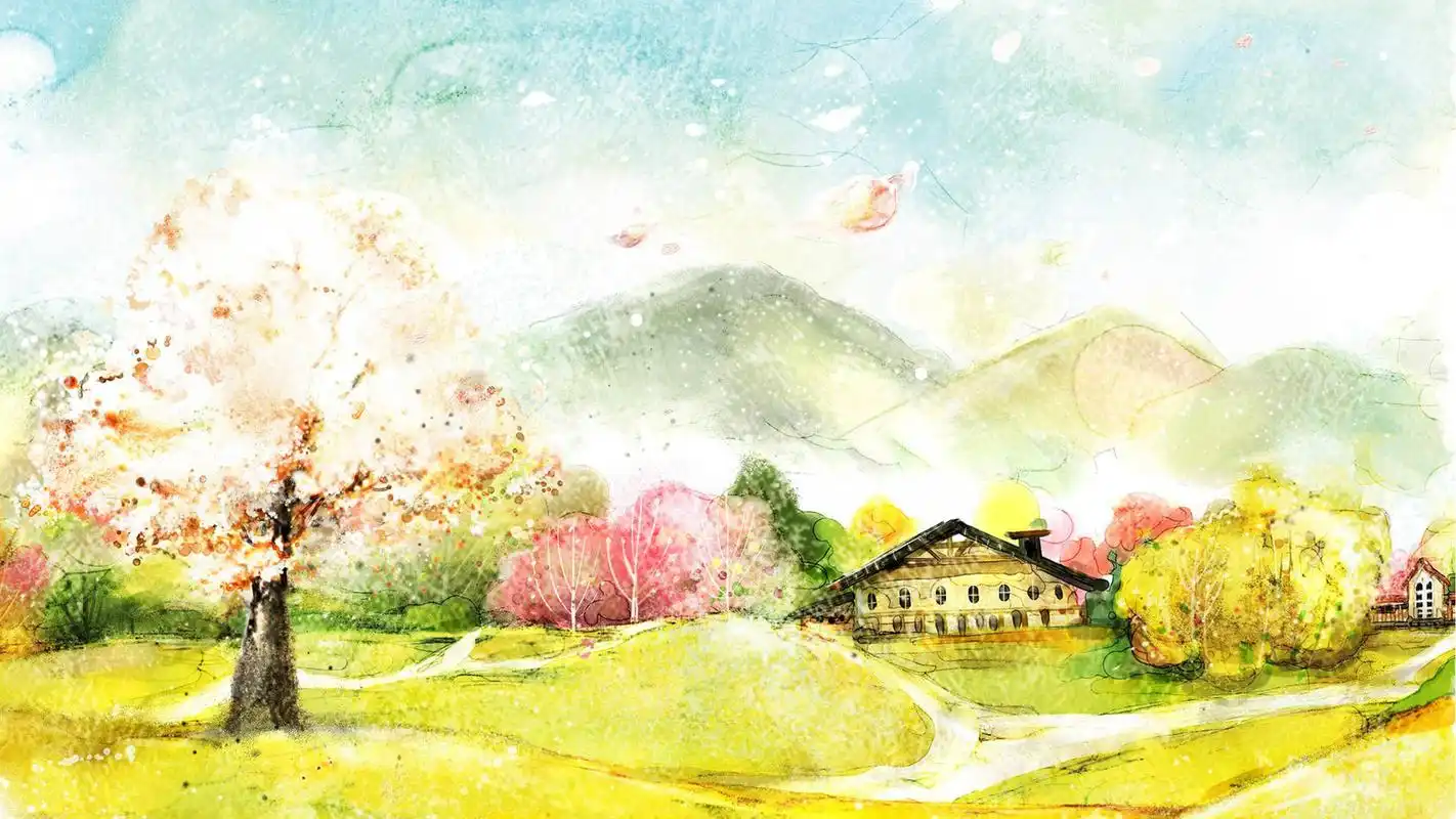 清新可爱手绘水彩插画电脑桌面壁纸