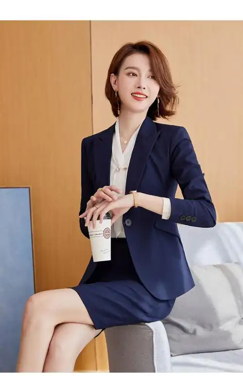 空姐前台职业西装套裙高端装女士气质女神范西服商务正装房地产销售工