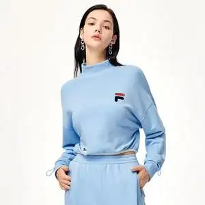 斐乐女装运动纯色潮流套头卫衣女半高领宽松百搭舒适女式针织套头