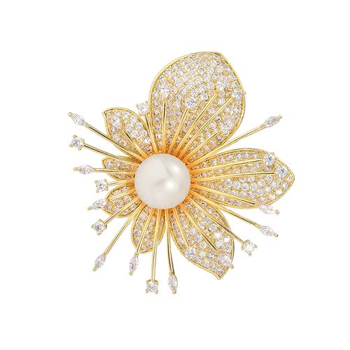 淡水珍珠高档胸针女高高级甜美花朵胸花简约胸针