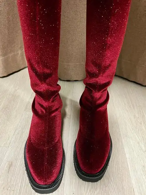 giuseppezanotti红丝绒长靴