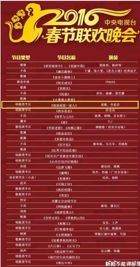 春晚节目单