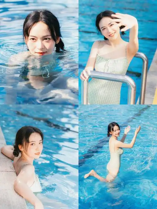 泳池写真一直游到海水变蓝