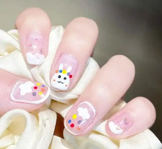 2021款可爱手绘兔子美甲 【图】