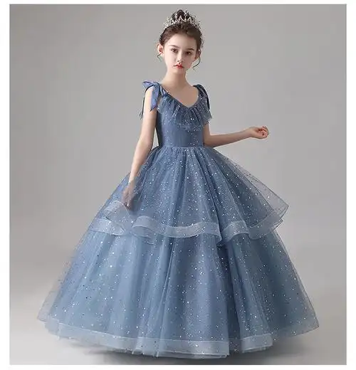 鱼知生yuzhisheng儿童公主裙生日晚礼服女童小主持人礼服裙长款女孩