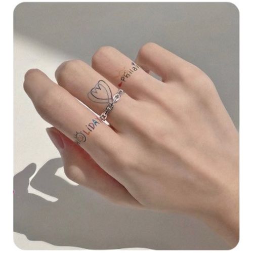 纹身贴字母ins风 防水持久仿真可爱女生彩色爱心小图案手指高级感