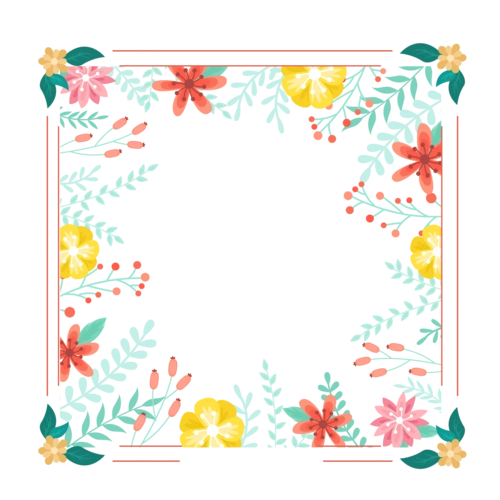 小清新花朵树叶边框图片