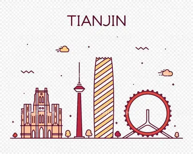 天津城市简笔画天津之眼风景速写手绘简笔画天津天津之眼简笔画com