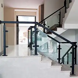 玻璃护栏楼梯扶手304不锈钢扶手现代简约黑色阳台栏杆室外内围栏