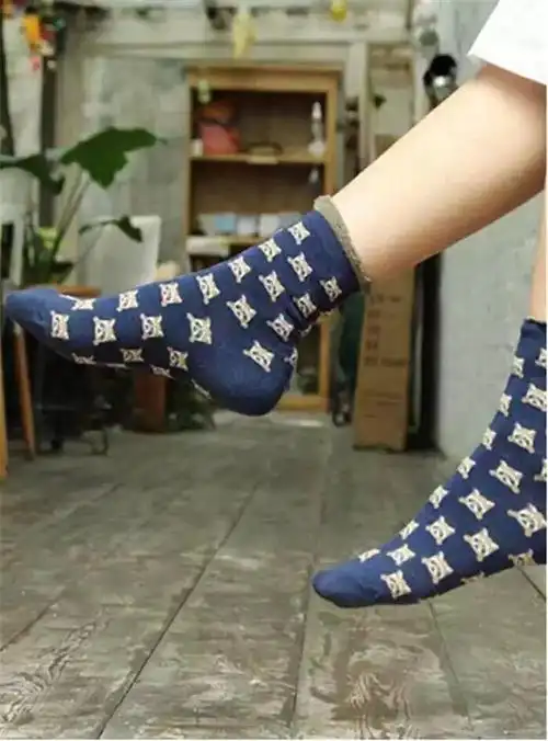 狸猫金丝提边纯棉袜子