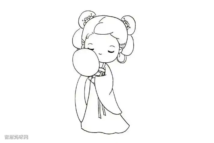 古代过年小女孩简笔画