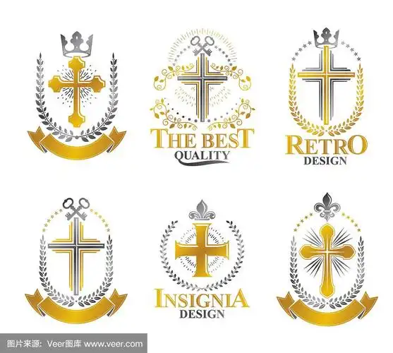 十字架的基督教标志设置纹章