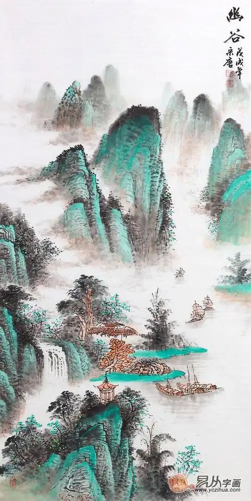 田园风格客厅遇上名家手绘山水画,真是漂亮又大气!