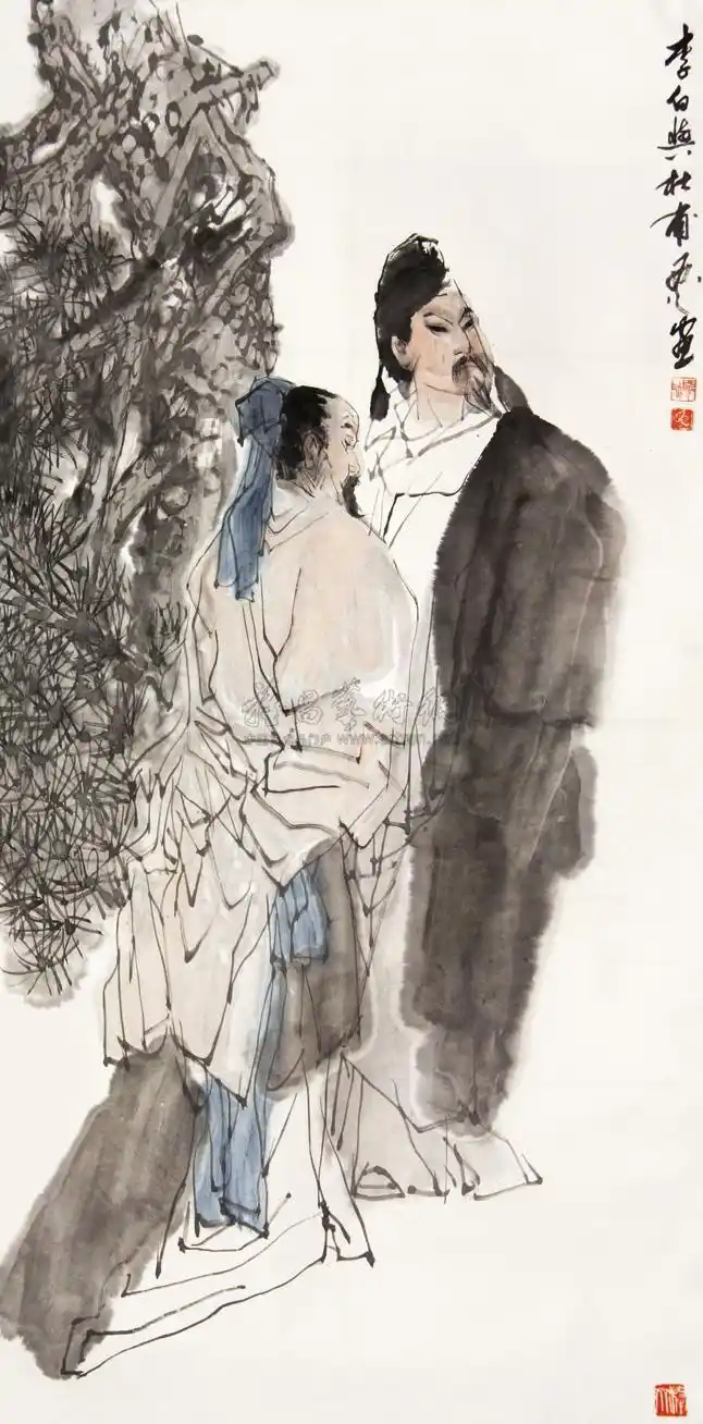 0138 李白与杜甫 镜心 纸本