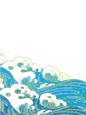 国潮浪花蓝色国潮风海浪海浪花国潮元素国潮插画png素材