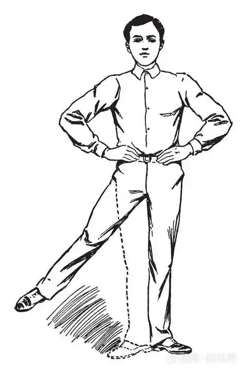 一个男人翘着双腿侧着一幅老式的线条画或雕刻插图