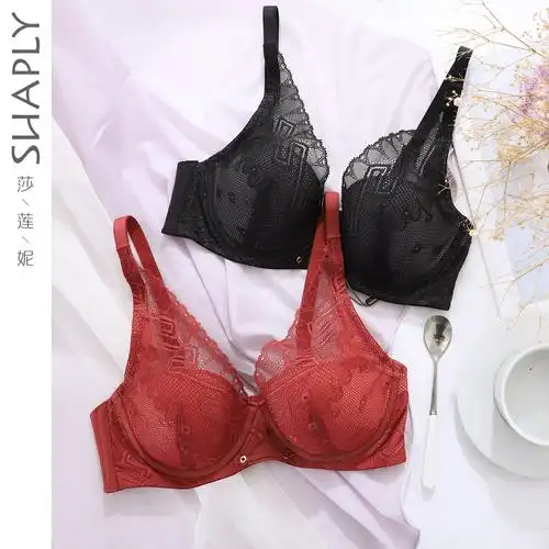 莎莲妮小胸聚拢调整型文胸深v性感蕾丝薄款女士内衣上托集中胸罩