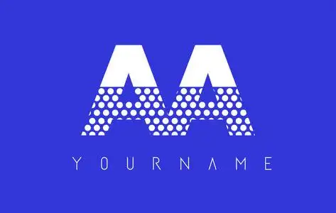 aa a 点缀蓝色背景字母标志设计字母a灰色橙色字母,标志图标设计适合