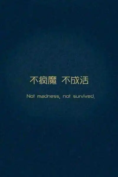 "不疯魔 不成活"文字 蓝底白字 苹果手机壁纸