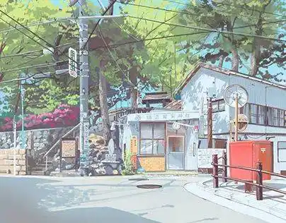 了一场城市骑行大赛在平日里他也经常去单独画一些日本小镇的特色建筑