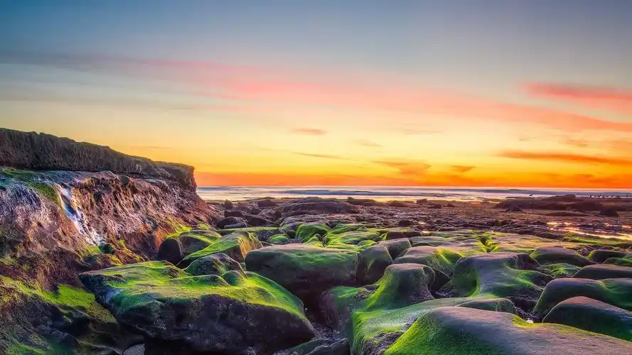 描述: 退潮的海滩-自然主题壁纸 当前壁纸尺寸: 1920 x 1080