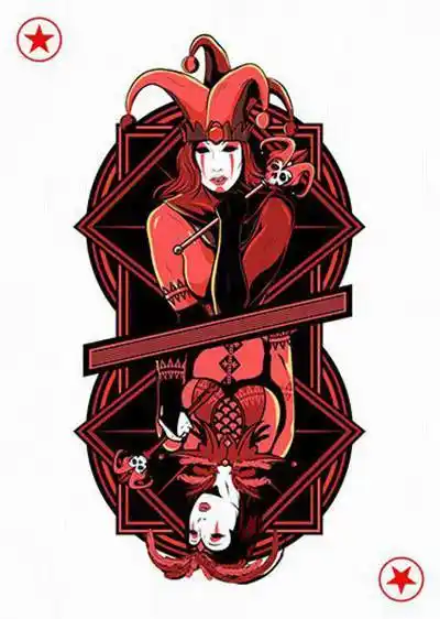 25张彩色扑克牌纹身手稿素材图案