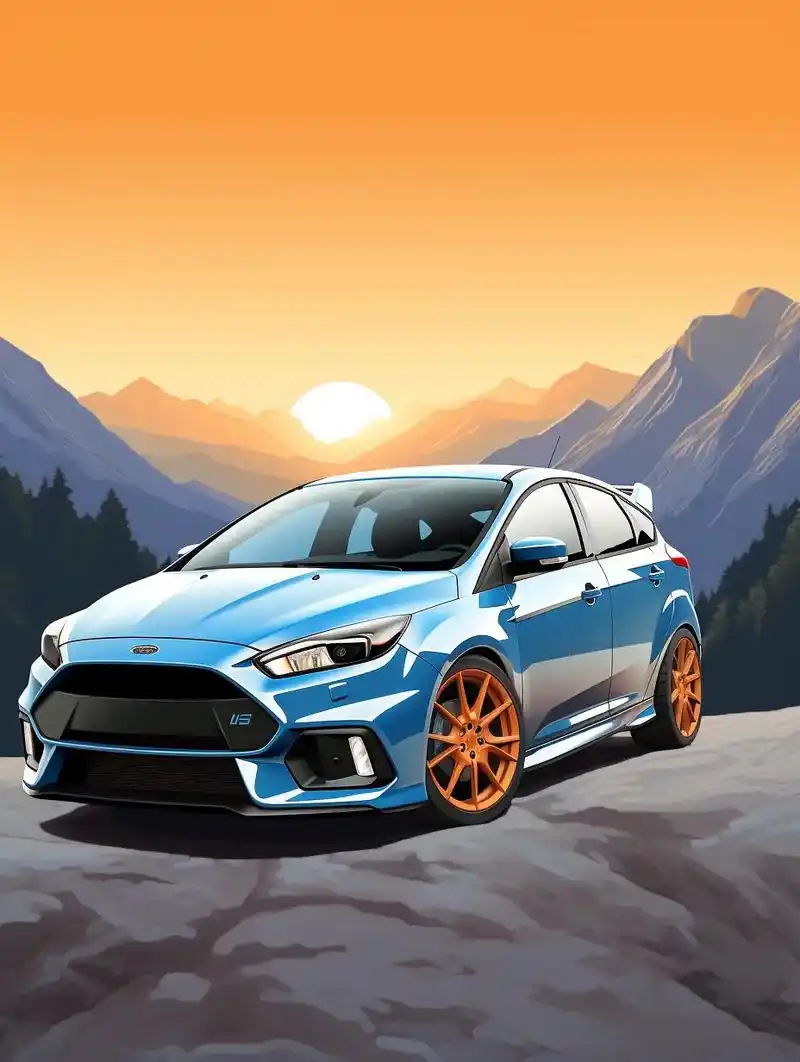 福特福克斯rs与山脉的浪漫邂逅|ai艺术.福特福克斯rs与山 - 抖音