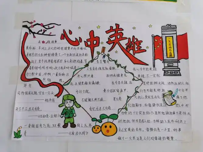 红石镇学校"我心中的大英雄"手抄报展———暨我和我的祖国系列活动之