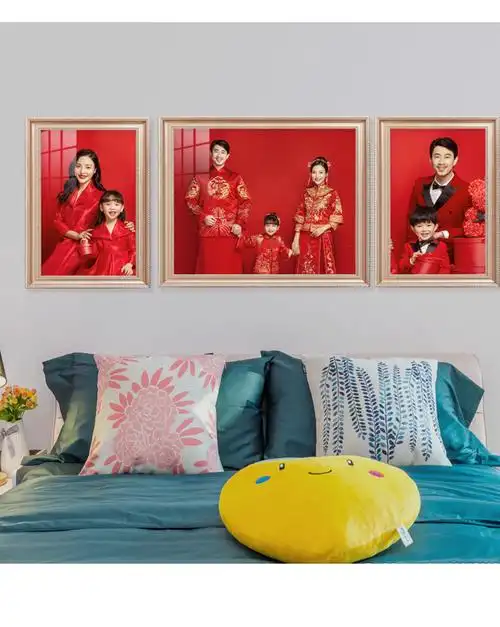 全家福相框定制照片制作挂墙中式复古婚纱照加洗结婚相片修图定做3098