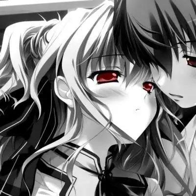 二次元黑暗系情侣一对两张头像冷酷冷血丧系动漫情侣头像