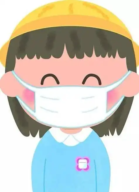 戴口罩的女生简笔画彩色