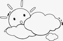 手绘卡通白云太阳图标