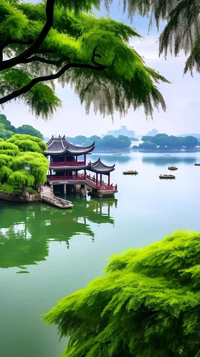 西湖美景.#记录旅游足迹 在秋日的杭州西湖,湖水犹如一面透明 - 抖音