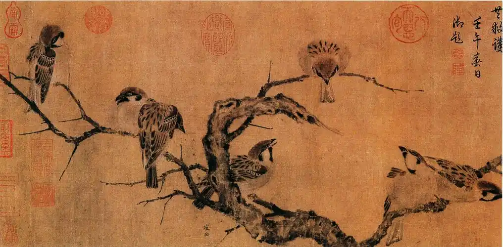 北宋 崔白《寒雀图》局部