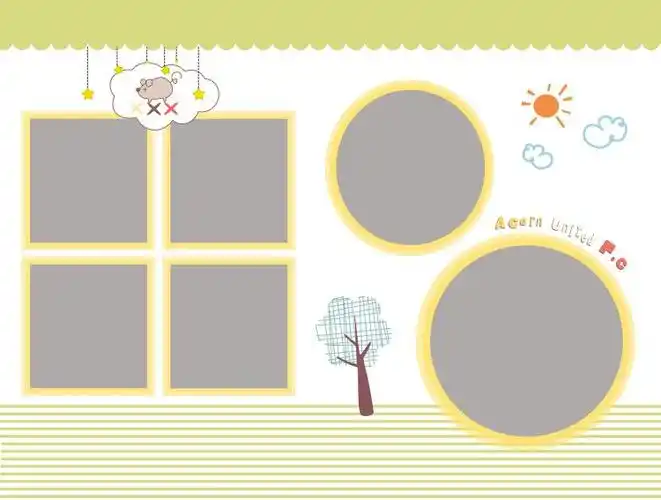 模板儿童psd竖板版4张5张照片可爱相册影楼设计素材