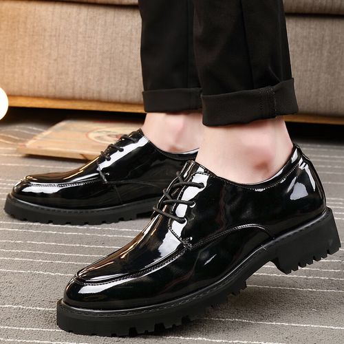 圣曼芬漆皮增高皮鞋男内增高6cm休闲尖头内发型师潮流亮面正装商务
