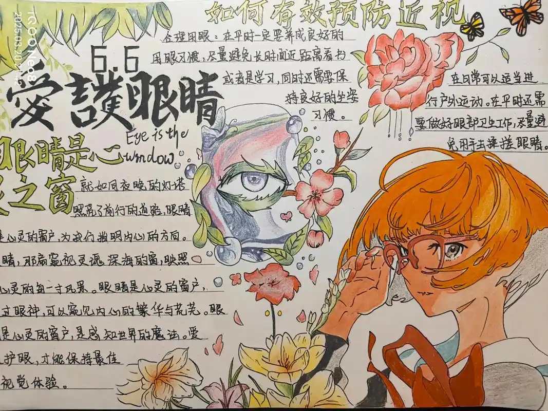 临摹 #手抄报#爱眼护眼预防近视