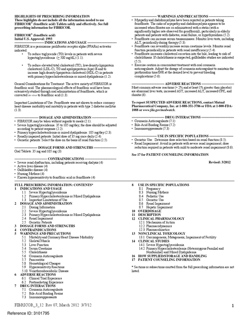 非诺贝酸片美国说明书(英文,fda,美国)