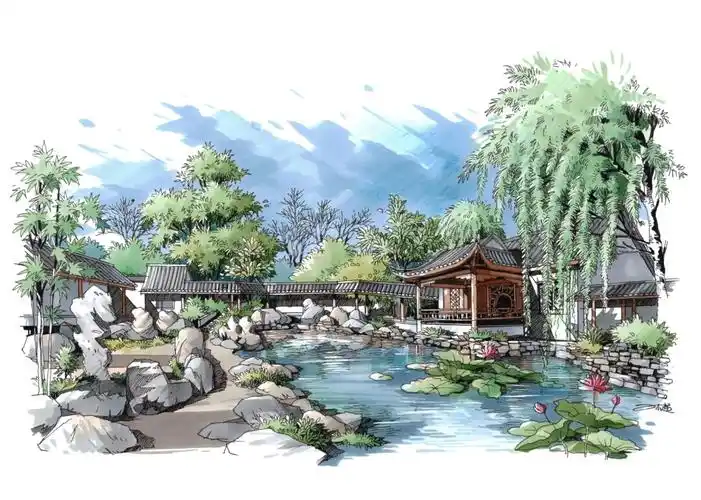 带你学会古典园林手绘,#景观  #绘画  #园林景观  #手绘  #画画的日常